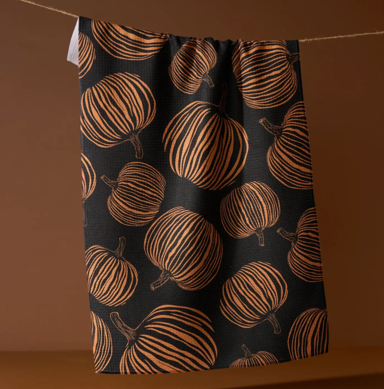Geometry Pumpkin Noir Tea Towel