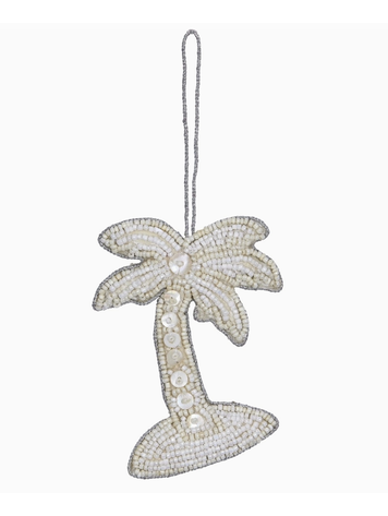 HS Seashells Palm Tree White Mop & Beaded Ornament