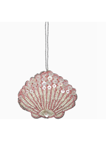 HS Seashells Scallop Coral Mop & Beaded Ornament