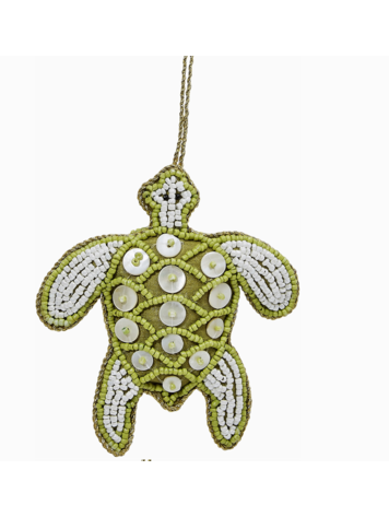 HS Seashells Turtle Greenery Mop & Beaded Ornament