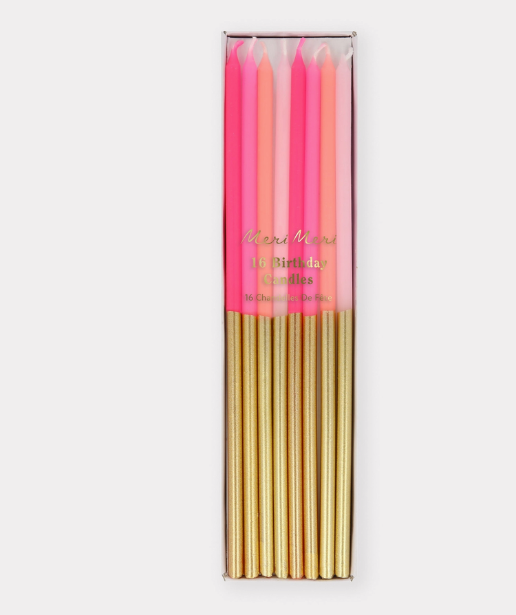 Meri Meri Gold Dipped Pink Mix  Candles