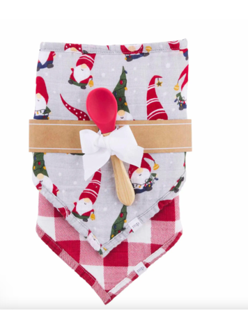 mud pie Gnome Muslin Bib Spoon Set