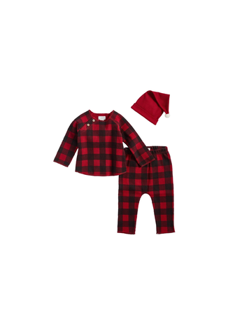 mud pie Buffalo Check Santa 3pc Set