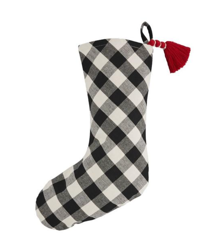 Mudpie Black Buffalo Plaid Stocking