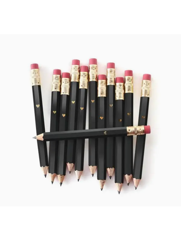 Inklings Paperie Mini Gold Heart Pencils - Black