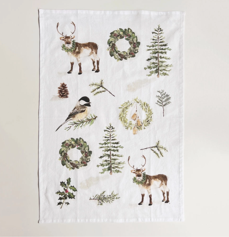 emily lex studio Evergreen Christmas Tea Towel