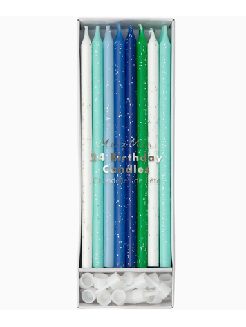 Meri Meri Blue & Green Glitter Candles