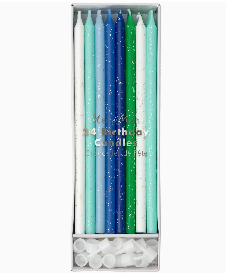 Meri Meri Blue & Green Glitter Candles