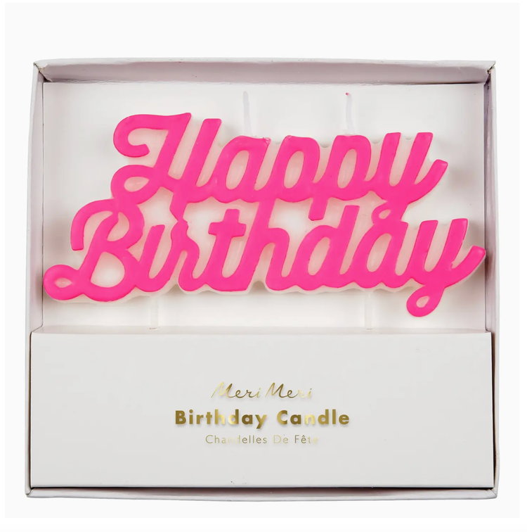 Meri Meri Pink Happy Birthday Candle