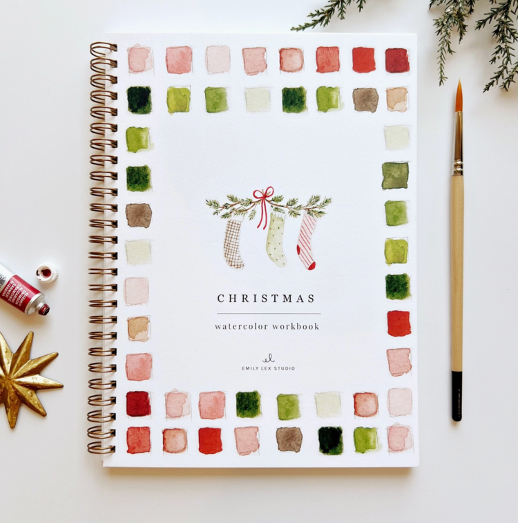emily lex studio Christmas Watercolor Workbook