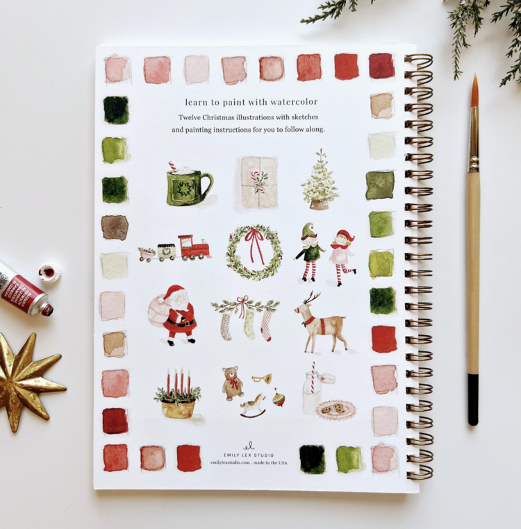emily lex studio Christmas Watercolor Workbook