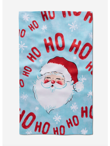 Geometry Merry Santa Claus Tea Towel