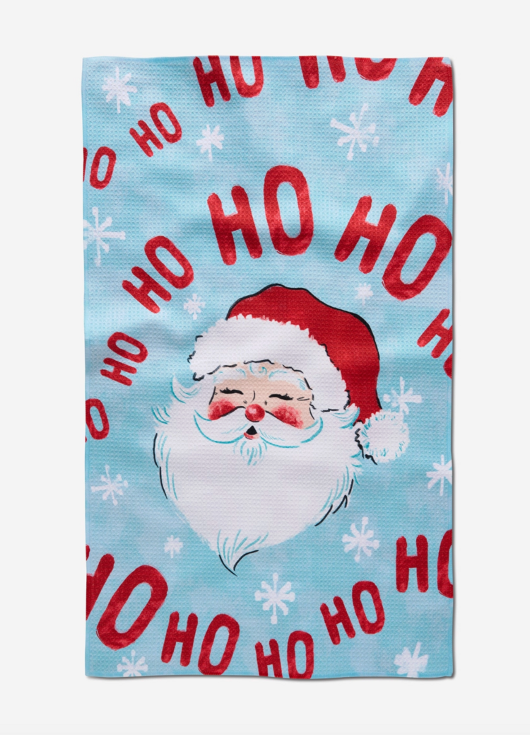 Geometry Merry Santa Claus Tea Towel
