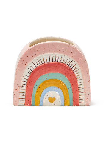 Two's Company Hand-Painted Rainbow Cachepot Planter
