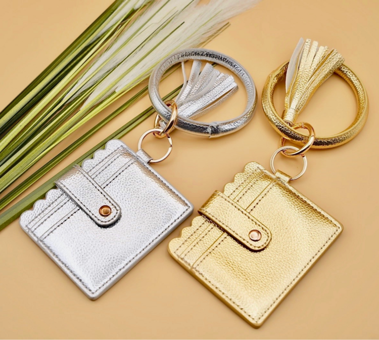 American Leather Goods Leather Keychain Wallet Gold