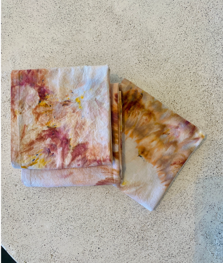 Sea and Green Cloth Napkins (Set of 4) - Warm Earthy Agate Hand Dyed