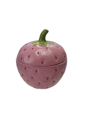 Creative Co-Op Stoneware Strawberry jar with lid