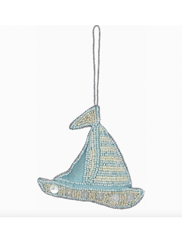 HS Seashells Sailboat Blue Mop & Beaded Ornament