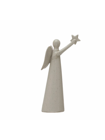 Creative Co-Op Stoneware Angel with Star