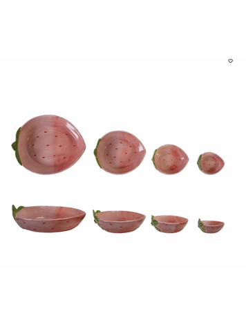 Creative Co-Op Stoneware Strawberry Nesting Bowl - X Small