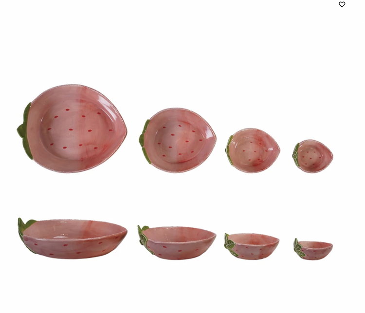 Creative Co-Op Stoneware Strawberry Nesting Bowl - X Small