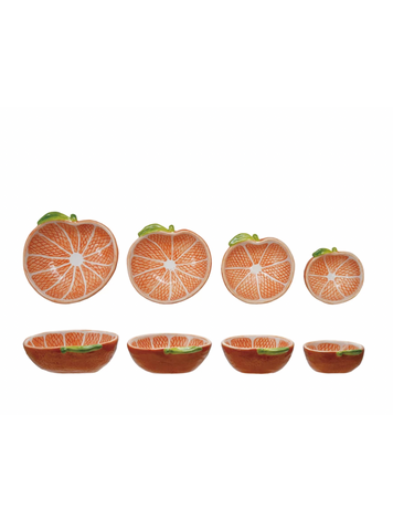 Creative Co-Op Stoneware Clementine Shaped Measuring Cups, Set of 4