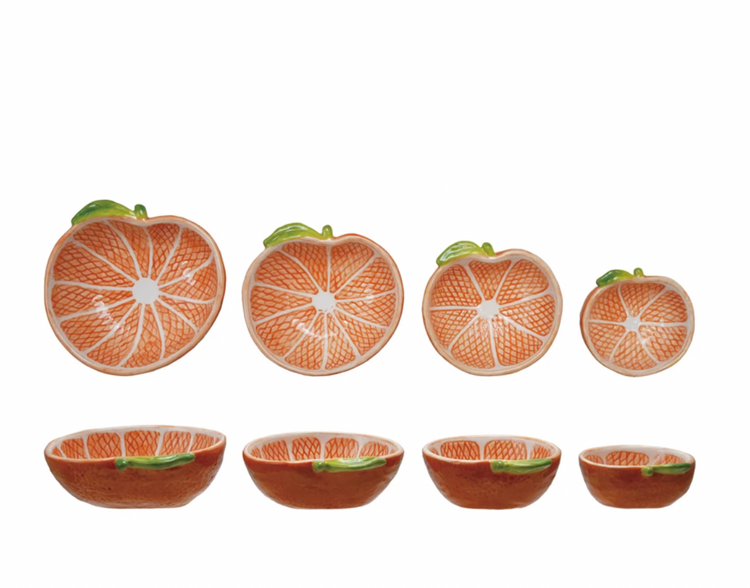 Creative Co-Op Stoneware Clementine Shaped Measuring Cups, Set of 4