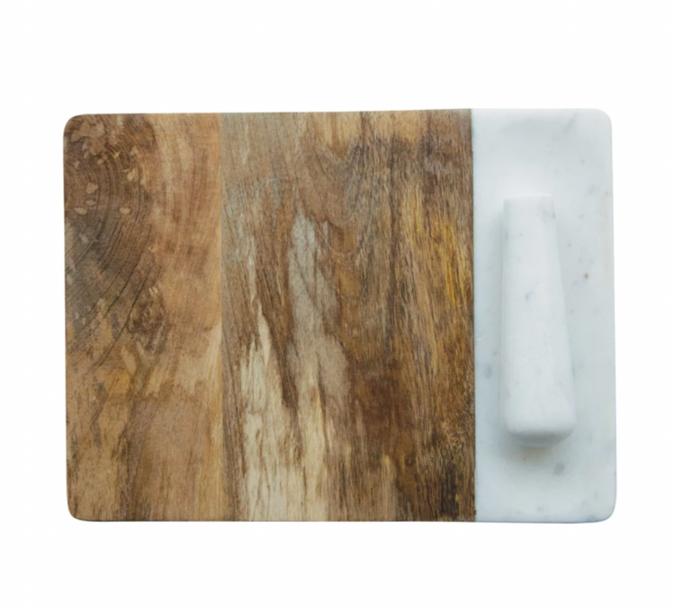 Creative Co-Op Mango Wood & Marble Pestle