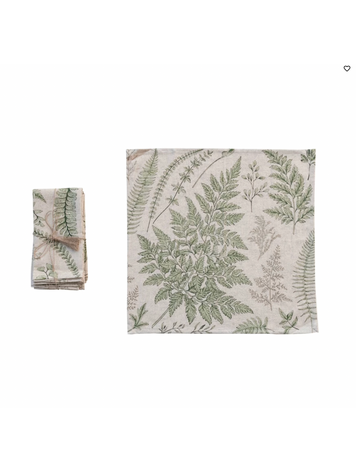 Creative Co-Op Cotton & Linen Printed Napkins, Set of 4