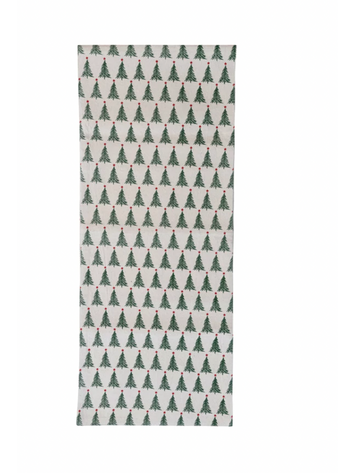 Creative Co-Op Cotton Table Runner w/ Christmas Tree Pattern