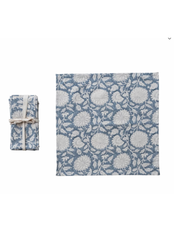 Creative Co-Op Cotton & Linen Napkins with Flowers