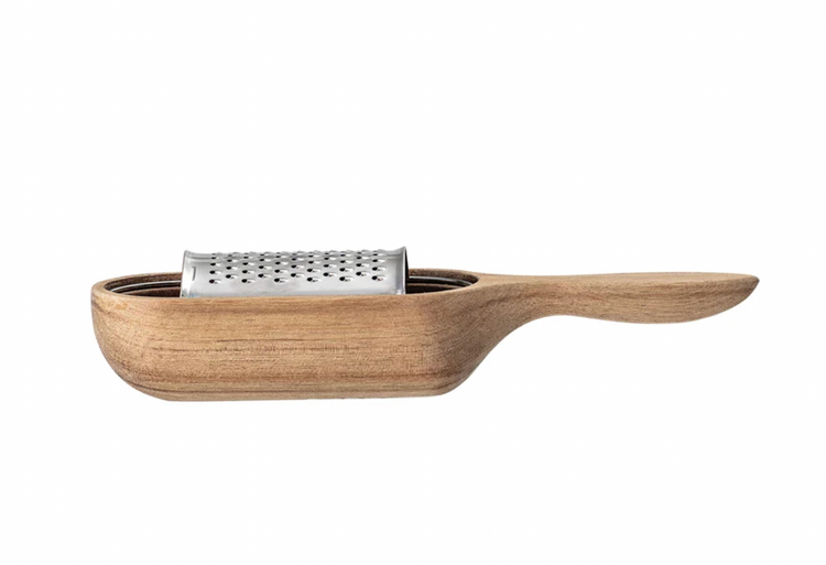 Creative Co-Op Wood and Stainless Steel Cheese Grater