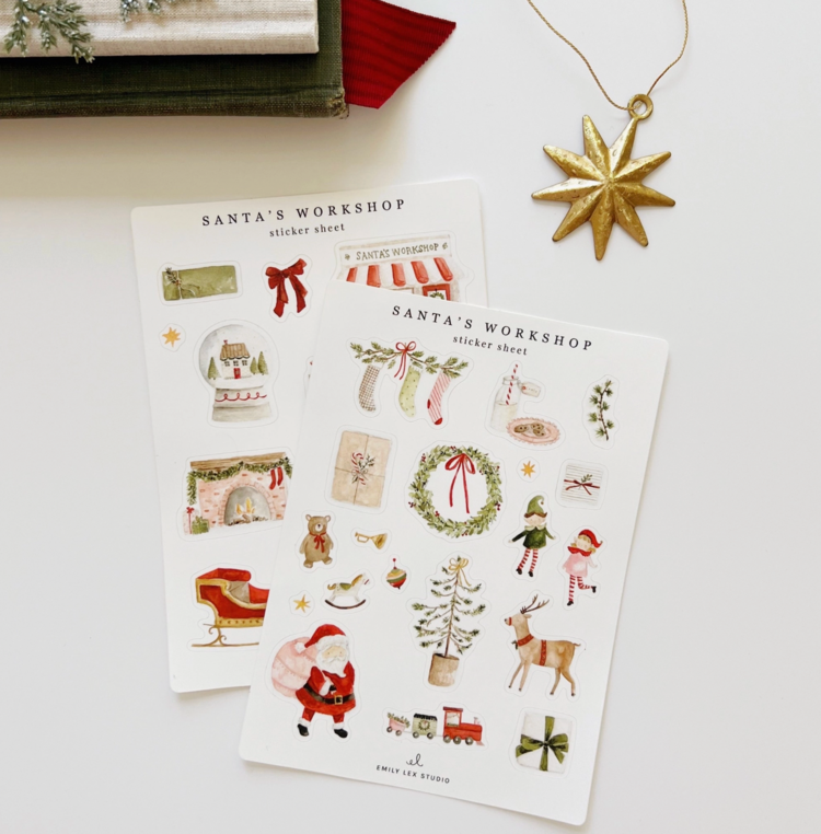 emily lex studio Santa's Workshop Sticker Sheets