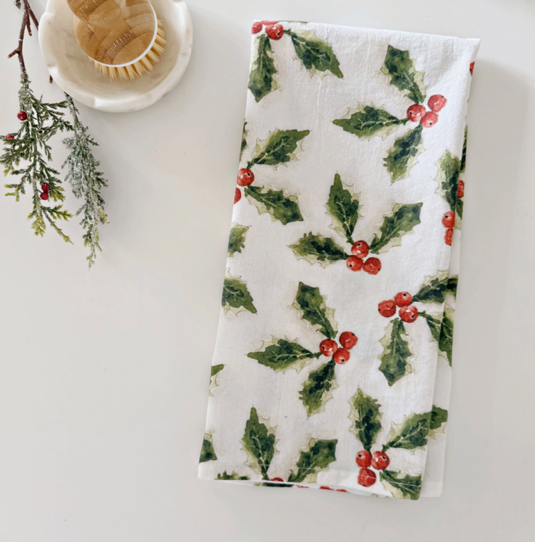 emily lex studio Holly Berry Tea Towel
