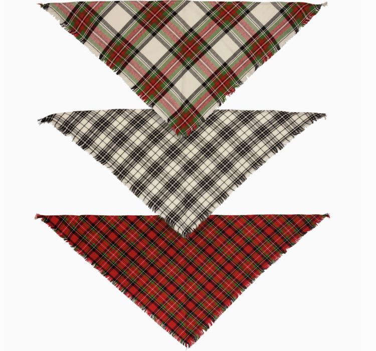 Primitives by Kathy Plaid Christmas Dog Bandana Set