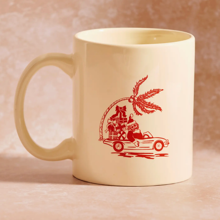 One & Only Paper Island Santa Almond and Red Coffee Mug