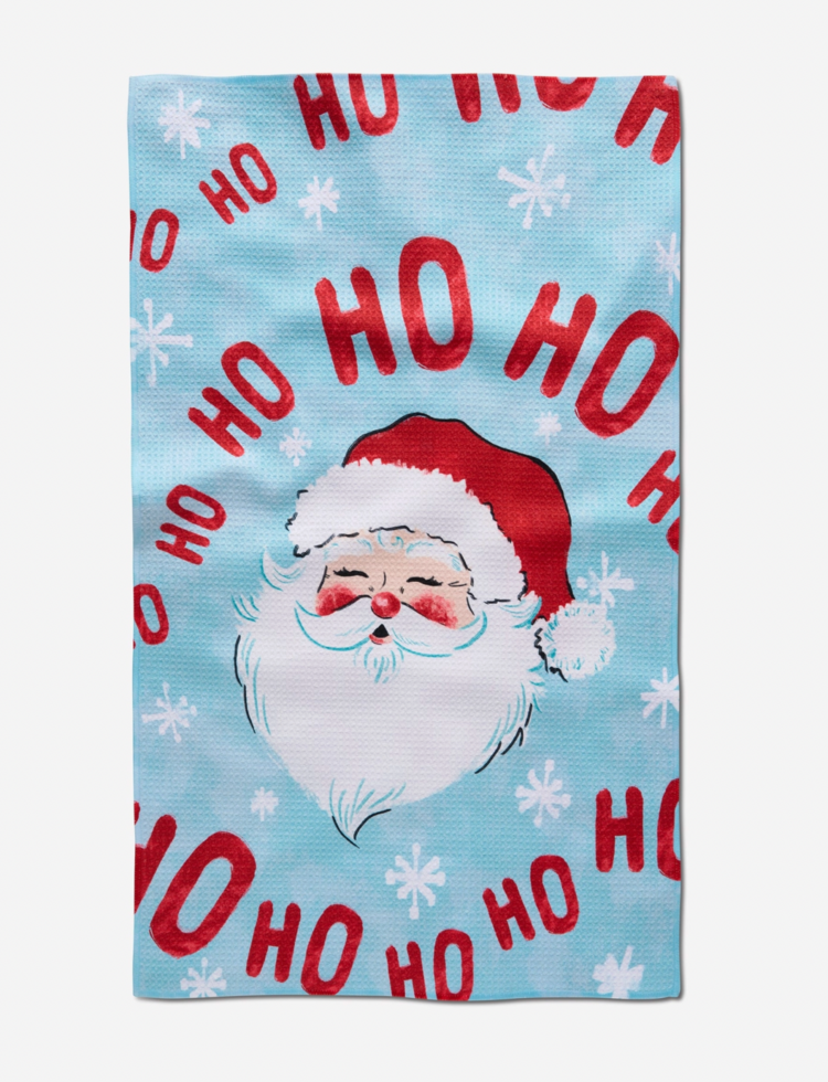 Geometry Merry Santa Claus Tea Towel