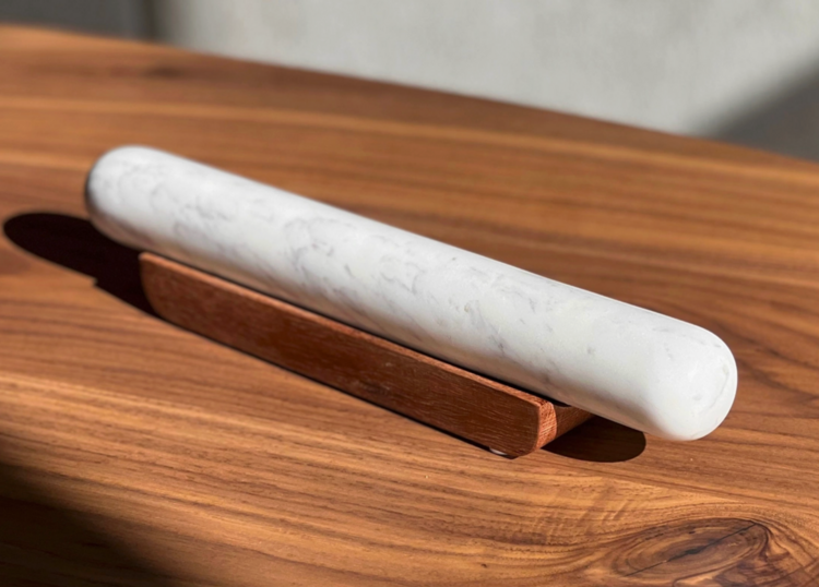 verve culture White Marble Rolling Pin and Wood Base