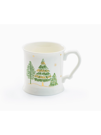 Grace Teaware Christmas Pine Trees Porcelain Mug