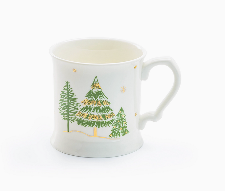 Grace Teaware Christmas Pine Trees Porcelain Mug