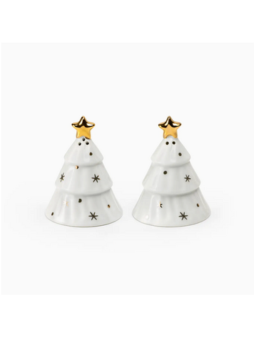 Grace Teaware Holiday Gold Pine Salt and Pepper Shaker Set