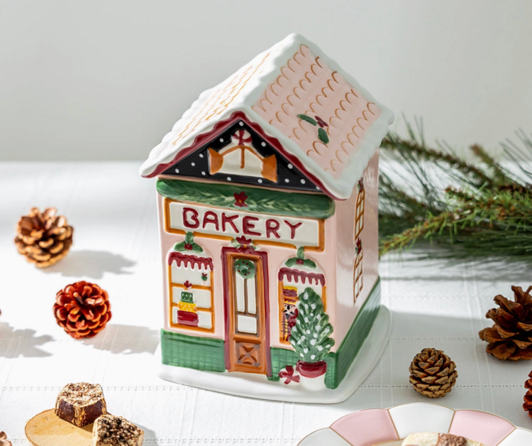 Grace Teaware Holiday Bakery House Cookie Jar