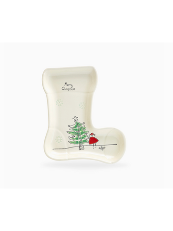 Grace Teaware Santa’S Christmas Tree Stocking Serving Tray