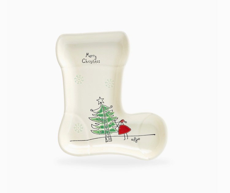 Grace Teaware Santa’S Christmas Tree Stocking Serving Tray