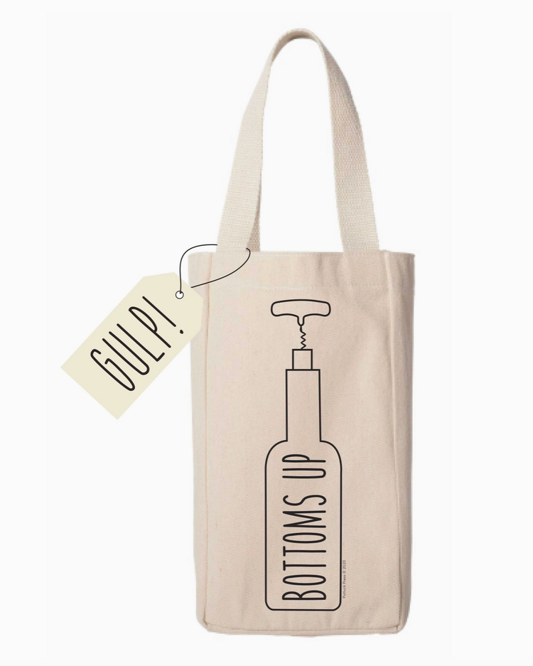 potluck press Bottoms Up Outline Wine Bag