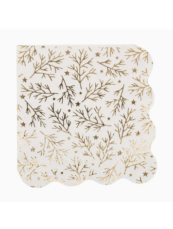 My Mind's Eye Foiled Sprigs and Foliage Cocktail Napkin