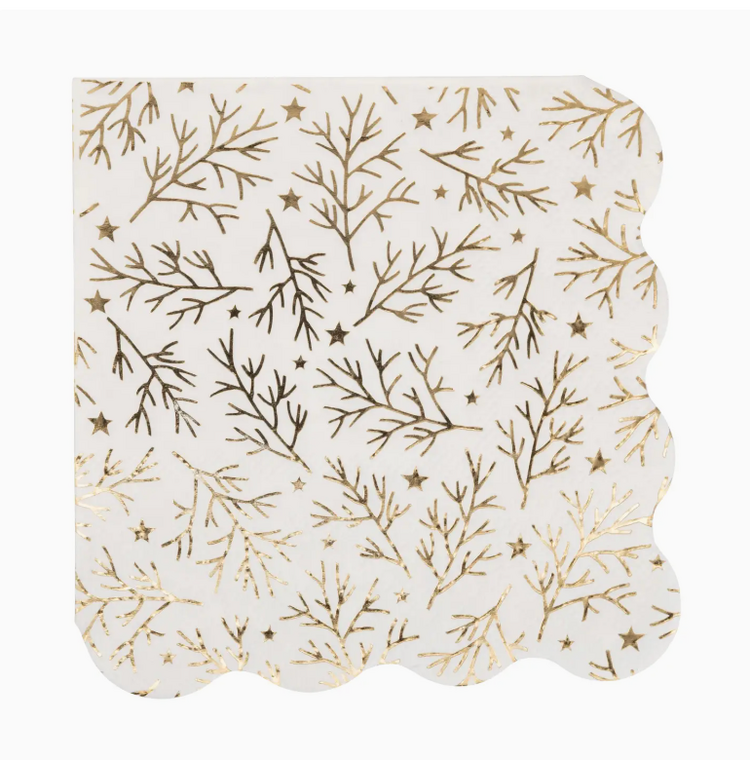 My Mind's Eye Foiled Sprigs and Foliage Cocktail Napkin