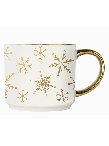 Sweet Water Decor Gold Snowflakes Coffee Mug