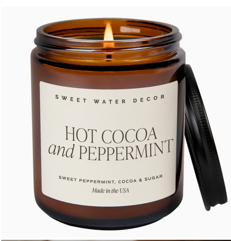 Sweet Water Decor Hot Cocoa and Peppermint 9 oz Soy Candle
