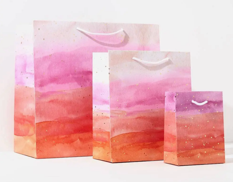 Paper Source Pink Watercolor Gift Bag, Small